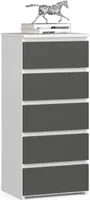 Kommode AKORD CL5 Weiß 40 cm 5 Schubladen Front Graphitgrau B40 x H92 x T35 cm