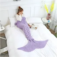 Kuschelige Warme Meerjungfrau-Decke 180x40 cm aus Polyester für kalte Wintertage, für Kinder und Erwachsene - MERMIDREAM Lila