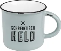 Vintage Kaffeebecher 400ml Keramik "Schreitischheld" Emaille-Look Kaffeetasse