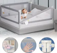 Jopassy ochrana postele detská ochrana postele výškovo nastaviteľná 150 cm ochrana proti vypadnutiu postele pre deti, ochrana detskej postele so vzdušnou sieťou, pre rodinnú posteľ a detskú postieľku