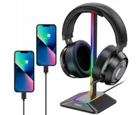 👌Gaming-Kopfhörerständer, Kopfhörerhalter, Headset Halterung Kopfhörerhalter für Gaming-Headsets RGB USB LED Schwarz👌