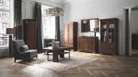 Wohnzimmermöbel Wohnzimmer Komplett - Set E Sentis, 6-teilig, Farbe: Dunkelbraun