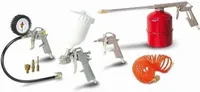Stanley Druckluft Set 9045671STN - 8 Stück Kompressor Zubehör - inkl. Blaspistole, Luftdruckpistole, Spritzpistole, Düsen und Koffer - Kunststoff/Stahl - Rot/Weiß/Silber