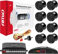Zestaw czujników parkowania cofania LED 8 sensorów czarne AMIO-01560