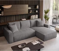 Ecksofa Parys L-form Polsterecke mit Cord-Bezug mit Schlaffunktion und Bettkasten 290 cm Sofa l-förmig, Farbe: Grau, Poso 60