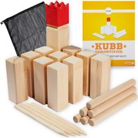 KUBB Original mit rotem König Premium Wikingerspiel von BEX aus Gummibaumholz 