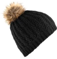 Beechfield Damen Pudelmütze / Strickmütze mit Bommel aus Kunstpelz RW2022 (Einheitsgröße) (Schwarz)