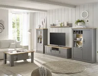 Wohnmöbel Set mit LED Beleuchtung in grau mit Artisan Eiche Nb. CHATHAM-61