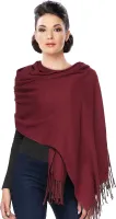 Pashmina Stola Damen Schultertuch Schal  Hochzeit Abendkleid Dirndl festlich elegant - Bordeauxe Weinrot