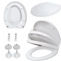 Toilettensitz mit Absenkautomatik, langsam schließender U-förmiger Toilettensitz, abnehmbarer Sitz, hart, universell, antibakteriell, 0041-1