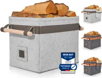OAKAGE Classic Holzkorb für Kaminholz aus Filz Kaminholzkorb Feuerholzkorb Brennholzkorb Filzkorb Hellgrau