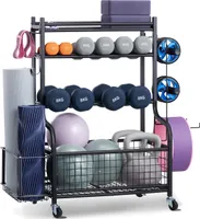 VEVOR Home Gym úložný stojan, ocelový úložný stojan, držák na podložku na jógu, stojan na činky a závaží pro domácí fitness vybavení do posilovny