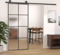 vidaXL Schiebetür mit Beschlag 90x205 cm ESG-Glas & Aluminium