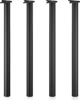 Wiltec Edelstahl Tischbein Set, schwarz, 4 Möbelfüße Ø 60 mm und mit verstellbarer Länge 870-900 mm, bis 200 kg Tragkraft