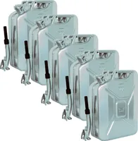 5x Metallkanister silber 20 Liter inkl. Ausgießer + Halter Benzin Diesel