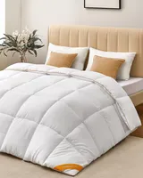 SONGMICS HOME Bettdecke, 200 x 135 cm Steppdecke, Steppbettdecke mit 8 Schlaufen, 300 GSM Decke, Einzelbettdecke, mit Karosteppung, wolkenweiß
