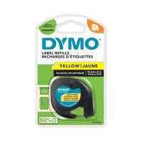DYMO Original LetraTag Etikettenband | schwarz auf gelb | 12 mm x 4 m | selbstklebendes Kunststoffetiketten | für LetraTag-Beschriftungsgerät