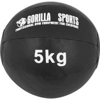 GORILLA SPORTS® Medizinball - 5kg Gewichte, 29cm, aus Leder, Schwarz - Trainingsball, Fitnessball, Gewichtsball, Slam Ball