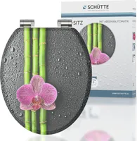 SCHÜTTE MDF WC Sitz ASIA, Toilettendeckel mit Absenkautomatik Motiv, Klobrille mit Holzkern, Toilettensitz, WC Deckel