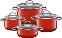 Silit Passion Red Topfset 4-teilig, Töpfe mit Glasdeckel, Silargan Funktionskeramik, Induktionstöpfe, Topf Induktion, rot