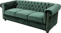 Chesterfield 3er Sofa 205cm flaschengrün Samt mit Knopfheftung und Federkern