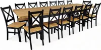 Großer Tisch und 14 Stühle Schwarz + Eiche Craft 100x200 erweiterbar auf 300 cm