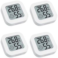 4× LCD Digital Thermometer Innen Hygrometer für Babyzimmer Wohnzimmer Büro Kühlschrank, Weiß