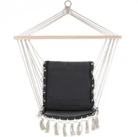 DETEX® Hängesessel 150kg Belastbarkeit Sitzkissen Makramee Outdoor Indoor Hängeschaukel Hängestuhl Hängesitz Schaukel Schaukelstuhl Grau