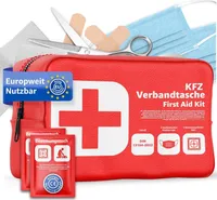 Torba pierwszej pomocy samochodowa standard 2025 z zasłonami oddechowymi - Apteczka samochodowa - DIN13164:2022 - Zestaw pierwszej pomocy - Apteczka zgodna z StVO (czerwona)