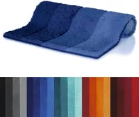 Spirella Badteppich Badematte Badvorleger Duschvorleger Mikrofaser Hochflor flauschig 60x90 cm – Blau