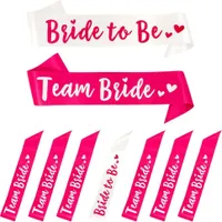 Oblique Unique Schärpe Bride to Be + Team Bride Set JGA Hen Party Herz weiß pink