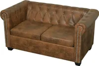 vidaXL Chesterfield-Sofa 2-Sitzer Kunstleder Braun