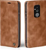 Handy Hülle für Huawei Mate 20 Lite Klapphülle Bookcase Flip Cover Handy Tasche Etui Farbe: Hellbraun
