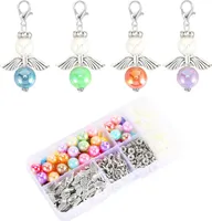 50 Stück Schutzengel Anhänger Set machen Sie Ihre eigenen Perle Engel Anhänger Schlüsselanhänger Engel Anhänger Schutzengel Handwerk Hochzeit Taufe