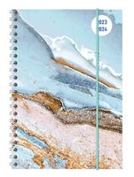 Collegetimer Blue Marble 2023/2024 - Schüler-Kalender A5 (15x21 cm) - Marmor - Ringbindung - Weekly - 224 Seiten - Terminplaner - Alpha Edition