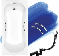 BADLAND Badewanne Rechteck Aria Plus 170x70 mit Ablaufgarnitur, Handgriffen und Füßen GRATIS ohne Verkleidung