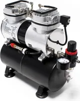 Wiltec airbrush kompresor AS196 s nádrží na vzduch, 2 válce s pístem, max. tlakem 6 barů a automatickým vypínáním, pro výrobu modelů, tetování, nail art