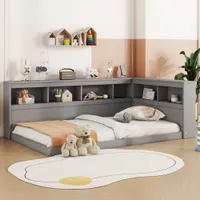 okwish Schlafsofa Daybett 90x200cm mit Lattenrost aus holz , Tagesbett Kinderbett Jugendbettmit Steckdose und 2 USB-Anschlüssen(Ohne Matratze)- Grau