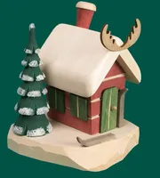 Holzfigur Elchräucherhaus geschnitzt Höhe 17cm NEU