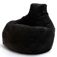 Green Bean Sitzsack mit Rückenlehne 80x80x90cm aus Cordstoff - Gaming Chair mit 230L EPS Perlen Füllung - Schwarz