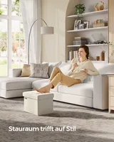 SONGMICS Sitzhocker mit Stauraum, kleine klappbare Sitzbank, 31 x 41 cm Fußbank, Aufbewahrungsbox, bis 130 kg belastbar