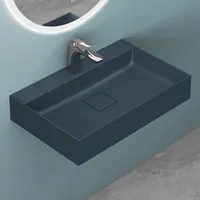 Mai & Mai Waschbecken matt Anthrazit Aufsatzwaschbecken Hänge-Waschtisch inkl. Ablaufgarnitur Rechteckig Waschplatz Breite: 60cm Colossum630