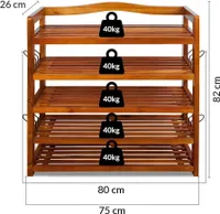 CASARIA® Schuhregal Holz FSC®-Zertifiziert 5 Ebenen 80x26x82cm Akazie Schmal Platzsparend Offen Flur Bad Schuhschrank Schuhständer Schuhablage Braun