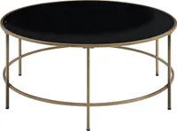BELIANI Couchtisch Schwarz / Gold MDFGlas Tischplatte Goldene Gestell Rund Modern
