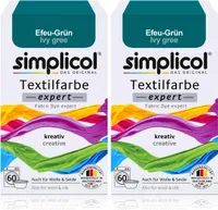 Simplicol Textilfarbe expert Efeu-Grün 150g - Farbe zum Färben (2er Pack)