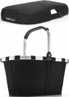 reisenthel carrybag mit cover, 2-tlg., Einkaufskorb, Deckel, Abdeckung, Korb, Polyestergewebe, Schwarz / Black, 22 L