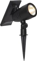 Star Trading Solar Erdspieß Powerspot, LED, Strahler, Schwarz, Outdoor, Warmweiß, Dämmerungssensor, 21 cm