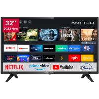 Antteq AV32 Fernseher 32 Zoll (80 cm) Smart TV mit Netflix, Prime Video, Rakuten TV, DAZN, Disney+, YouTube, UVM, WiFi, Triple-Tuner DVB-T2 / S2 / C, Dolby Audio