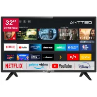 Antteq AV32 Fernseher 32 Zoll (80 cm) Smart TV mit Netflix, Prime Video, Rakuten TV, DAZN, Disney+, YouTube, UVM, WiFi, Triple-Tuner DVB-T2 / S2 / C, Dolby Audio