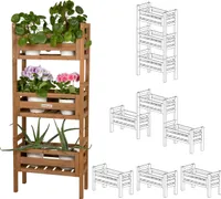 needs&wants® 3-fach multifunktional: Pflanzenständer Blumenständer aus Holz wetterfest für Indoor Outdoor Balkon Garten, Pflanzenregal Blumentreppe